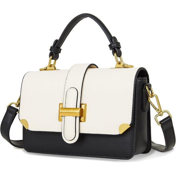 Women's Black Leather Satchel Small Classy Crossbody Bag Purse Fashion Handbag - Picture 1 of 7